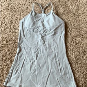 Lululemon size 2 high neck grey-blue tank top.